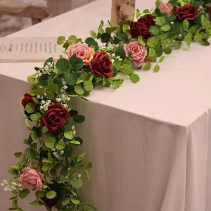 Artificial Flower Garland, 1 Count Romantic Faux Rose Vine, Decorative Flower Garland for Wedding Party Home Decor, Vanity Decor Accessories, Fruit, Artificial Flower Decoration