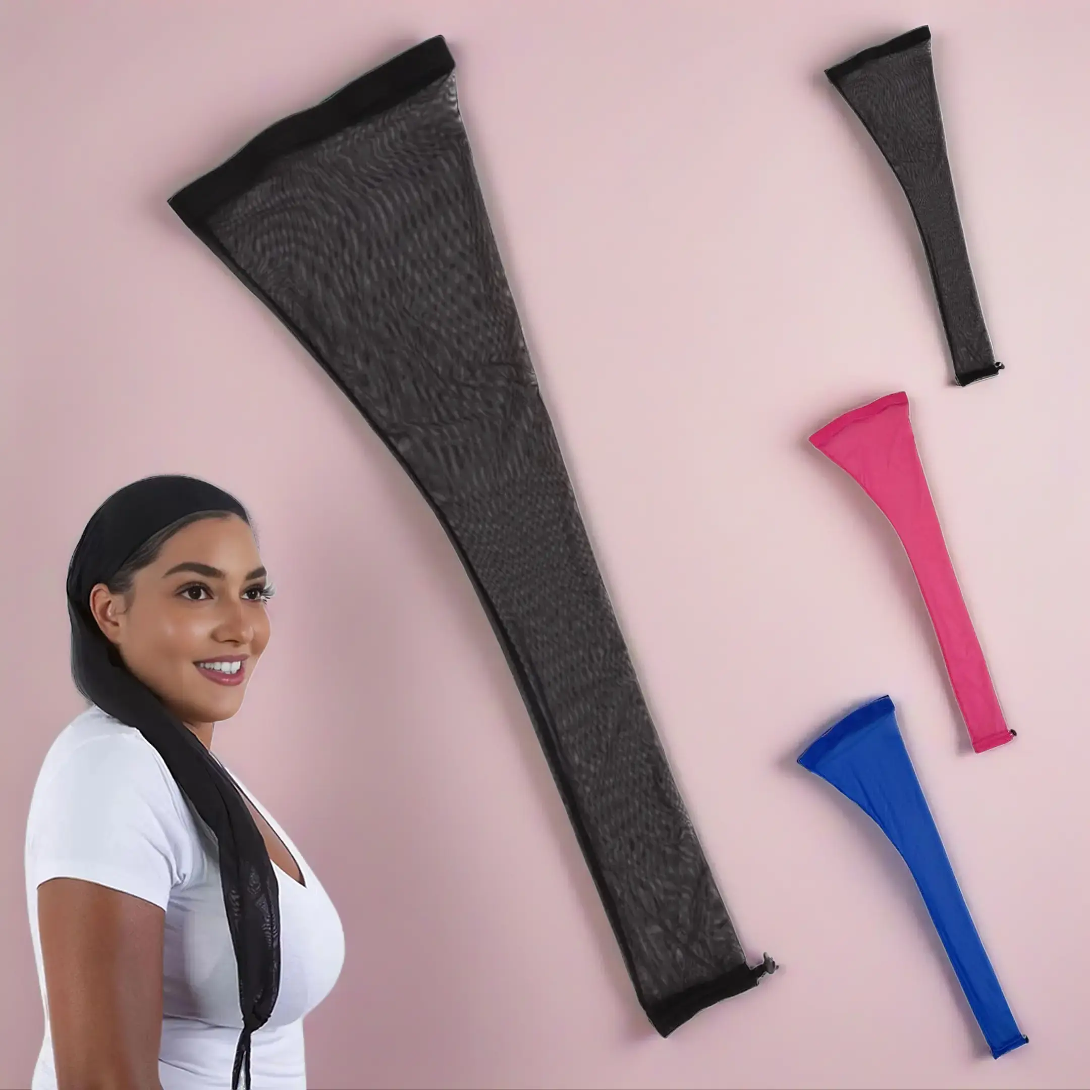 Black Heatless Elastic Hair Weave Sleeve for Black Women's Locs - Drawstring, Breathable, Extra Long Stretchy Design for Wig Bun Faux Hair Care (Party Hats & Accessories), Haircare, Stretchy Fit, Ponytail Drawstring