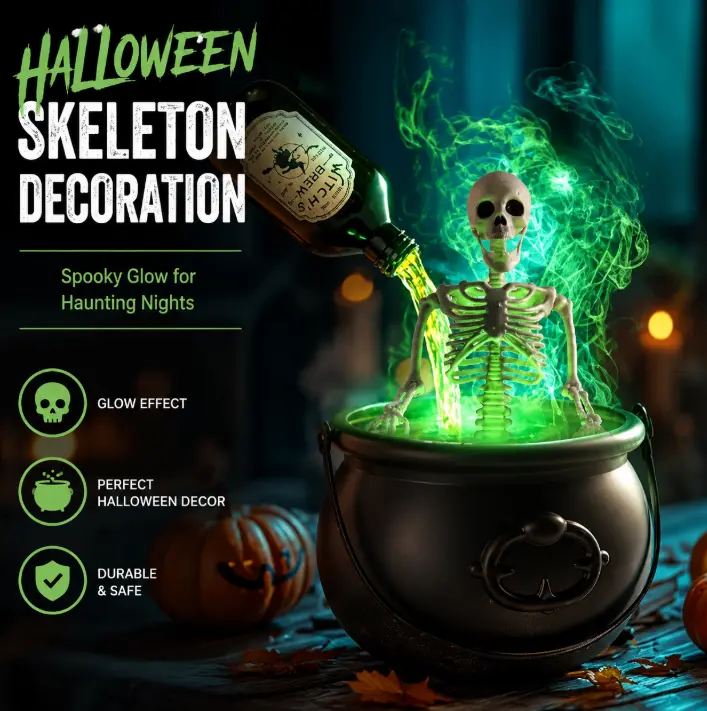 DIY Floating Potion Halloween Indoor Decor Set | Witch Cauldron with Mist Maker, Vintage Black Bowl, Hocus Pocus Spooky Table Mantel Party Decor