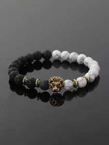 Unisex Elegant Lion Head Design Bracelet, Fashionable Crystal Beaded Bracelet for Party, Daily Decor, Trendy All-match & Exquisite Jewelry for Birthday Gift, Crystal Bracelets