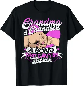 100% Cotton Grandparents Grandma And Grandson Shirt Funny Gift T-Shirt