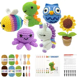 L-SMA036 6PCS Crochet Kit for Beginners, 2026 Knitting Kit with Step-by-Step Video Tutorials, Beginner Crochet Kit for Adults (Sunflower)