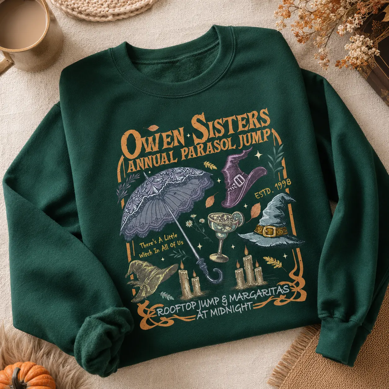 Owens Sisters Annual Parasol Jump Sweatshirt, Practical Magic Tee, Midnight Margaritas Witch Shirt, Halloween Apparel