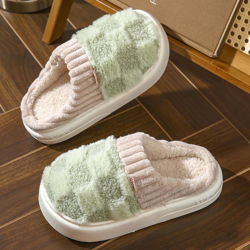 Fuzzy Warm Winter Slippers for Women Men Soft Plush Lined Comfy Thick Non-Slip House Shoes Indoor Outdoor