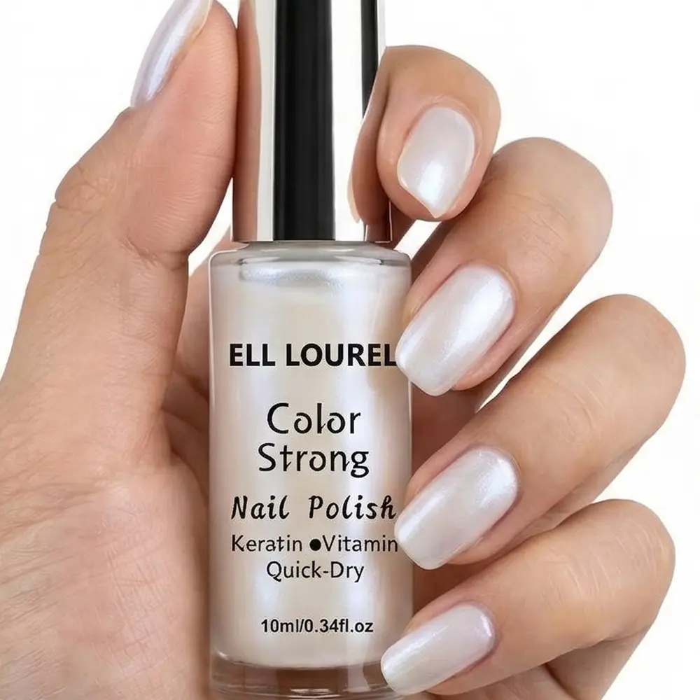 ELL LOUREL Nails Salon'S Pearlescent White Fingernail Polish Shimmer, Sheer Nail Polish, Is Transparent And Brightening, Does Not Turn Gray, Has Good Flow Properties, And Leaves No Brush Marks, Clean And Fresh for Spring And Summer Nail Polish