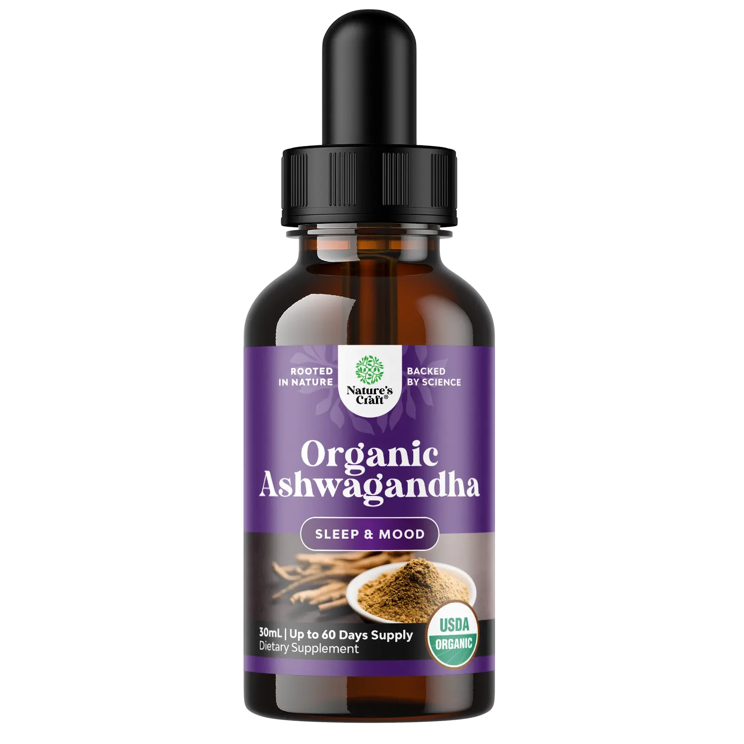 Nature's Craft Organic Ashwagandha Drops - Ashwagandha Root Extract for Stress and Mood Support