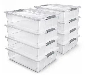 Sorbus Underbed Bins with Lids (Set of 8)