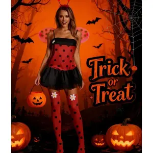 Women Halloween Insect Costumes Cute Bee Ladybug Dress and Wings Headband Set for Christmas Cosplay Party Outfits