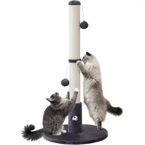 33'' Tall    for Adults Cats, Sturdy Large Scratch Pole with  Ball with Fun  Hole,  Posts for Indoor with Durable  Sisal Rope (Darkgrey)