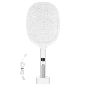 VEVOR Electric Fly Swatter, Zapper Racket with 3 Layers Mesh & Digital Screen Display, Dual Modes Fly Killer with 1500mAh Battery Rechargeable for Home, Bedroom, Kitchen and Patio, White