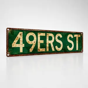 49ERS ST Aluminium Vintage Rectangle Plaque Sign, 4x16 inches Decorative Street Wall Decor, Retro Rustic Number Piece for Man Cave Bar, Aluminum Home Sign Funny Birthday Gift