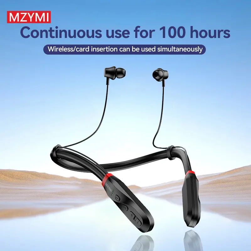 MZYMI wire earphone TWS Headphones, 200H Long Playtime Wireless Stereo Neckband Earbuds with Microphone, Waterproof Around The Neck Headphones in Ear Headset for Sports/Workout/Office