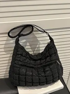 Women's Large Capacity Quilted Crossbody Bag, Crossbody Puffy Bag, Insulated Cotton Shoulder Bag, Hobo Bag for Fall Winter Daily Use & Travel