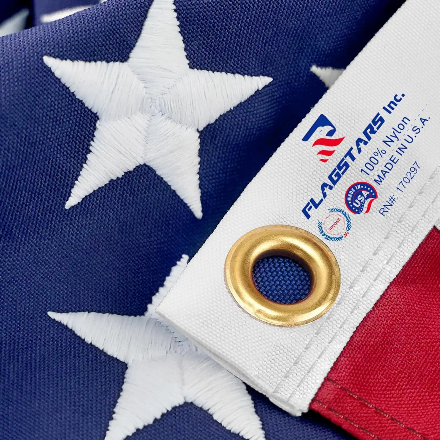 American Flag Durable Nylon 3x5 Ft Outdoor Heavy Duty, Made in USA American Flags ,Long Lasting Non Fading 3x5,Waterproof Embroidered American Flag, All Weather US Flags Use Outdoor High Wind,Tear Proof America Flag Sewn Stripes and Embroidered Stars