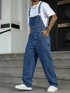 Men's Casual Denim Bib Overalls, Minimalist & Fashionable For Daily Wear College Going Out Urban Hang Out