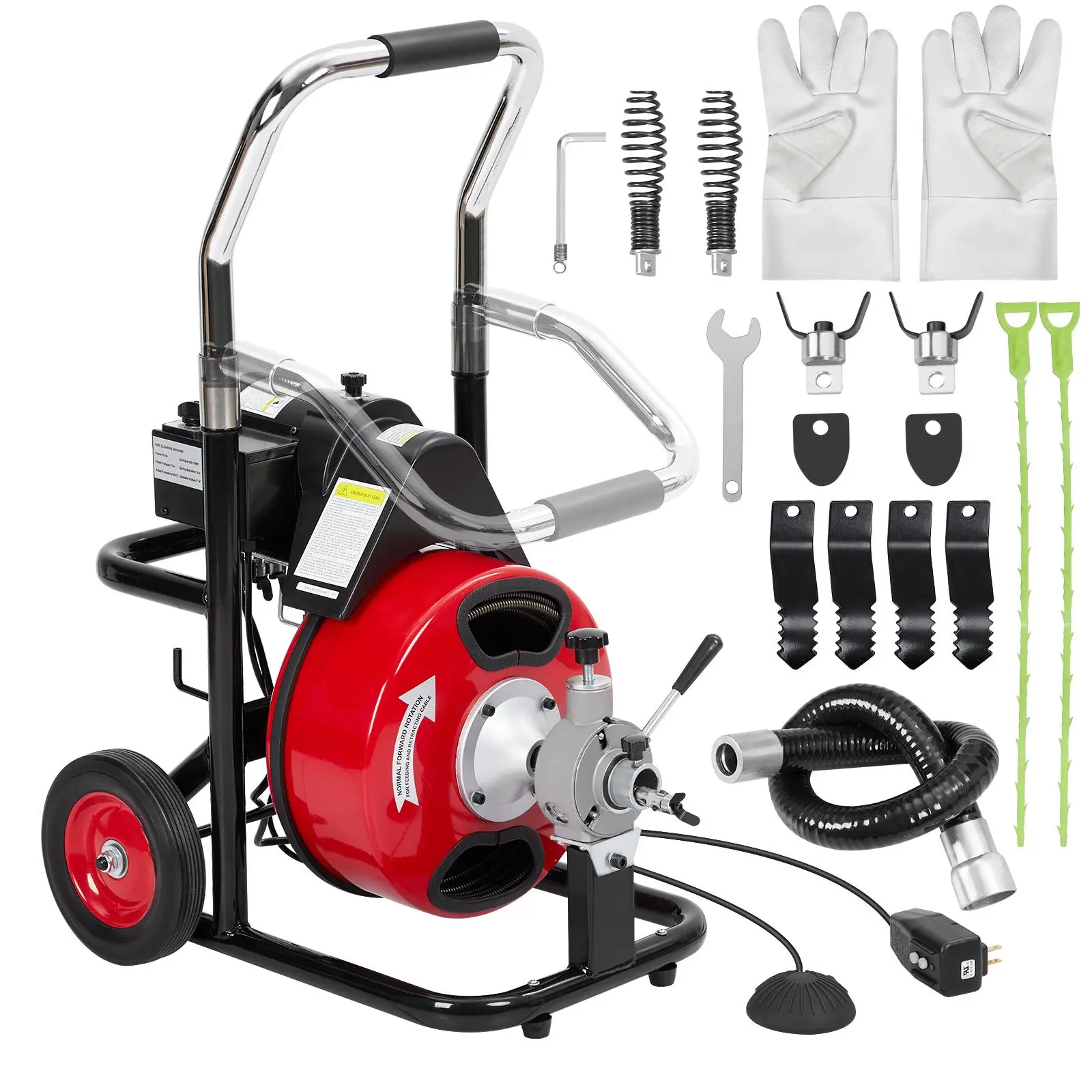 [Football Fan SeasonDeal] Heavy-Duty Electric Drain Cleaning Machine – 75FT x 3/8" Cable, 250W Motor, Auto-Feed Sewer Snake, 4 Cutters, Air-Activated Foot Switch, Portable Auger for 1"–4" Pipes – Ideal for Home & Professional Cleaning