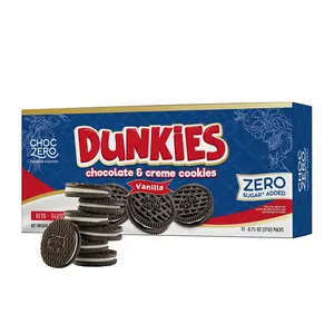 Keto Chocolate Sandwich Cookies with Creme - Low Sugar Gluten Free Dunkies (1 Box, 9oz)