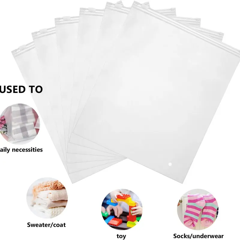 [Limited Deal] Matte Zipper Transparent Plastic Bag Frosted Zipper Plastic Packaging Bags for Wig Storage or Travel Storage