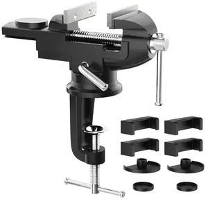3 Inch Universal Swivel Base Table Vise, 360°Rotating Bench Clamp, Portable Repair Tool for Woodworking, Metalworking, Cutting Conduit, and Drilling