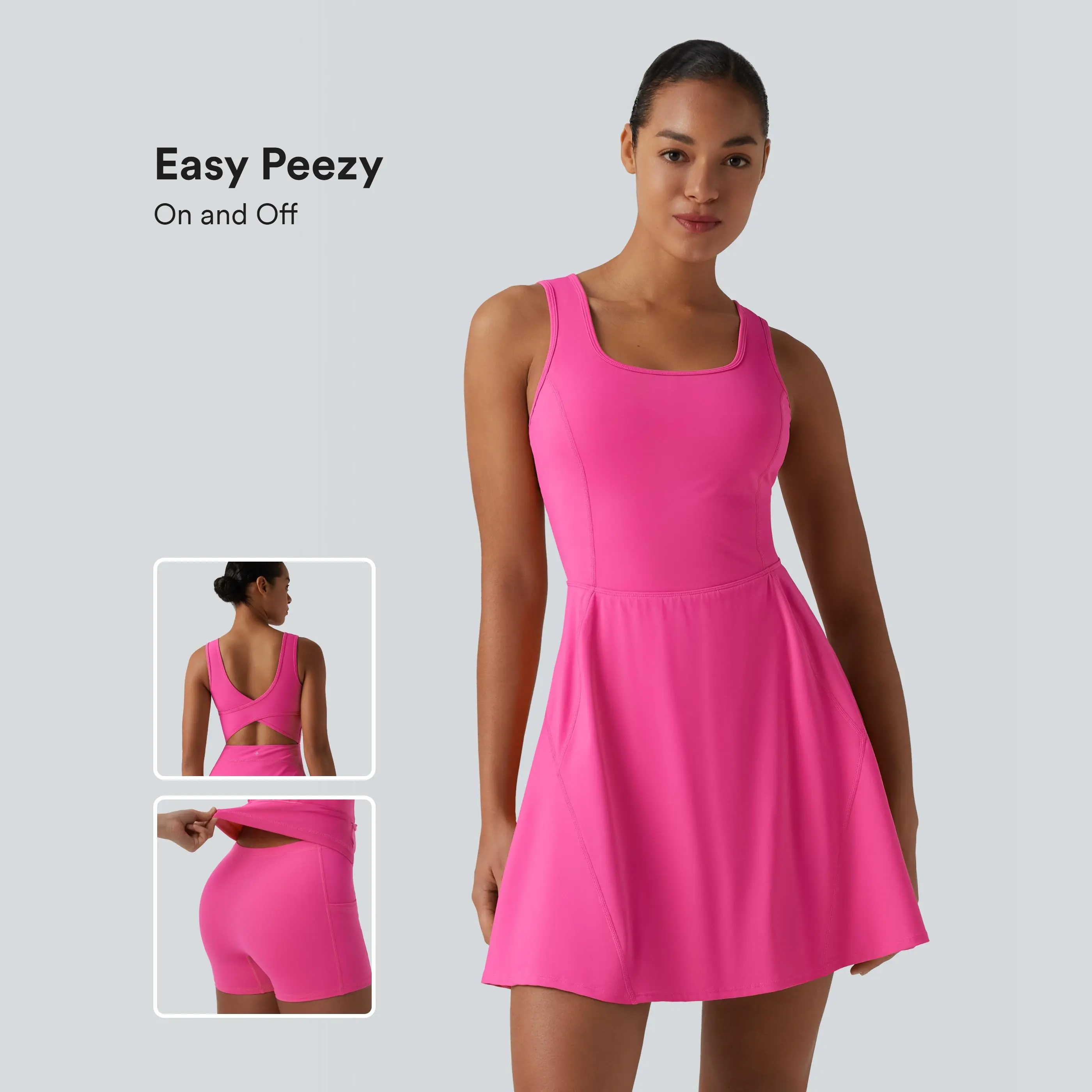 Halara SoftlyZero Airy 2-in-1 InstantCool Mini Dance Active Dress with Pockets-Easy Peezy Edition-Longer Length
