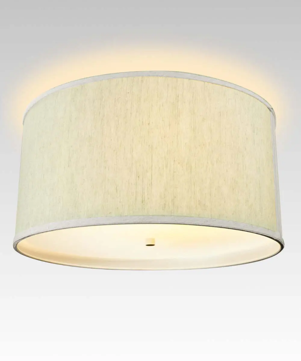 Moderne Flush Mount Conversion Kit 18"w Textured Oatmeal  Shallow Drum Lampshade
