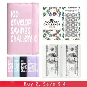 100 Days Saving Challenge Book, Cash Envelope Budget Storage Planner with Binding Covers, Daily Savings Tracker, Habit Forming System, $5050 Cash Savings Goal to Build Consistent Saving Habits