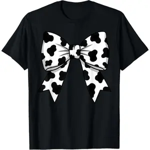 Funny graphic tees Cute Cowprint Coquette Bow Cow Pattern for Womens and Girls T-Shirt