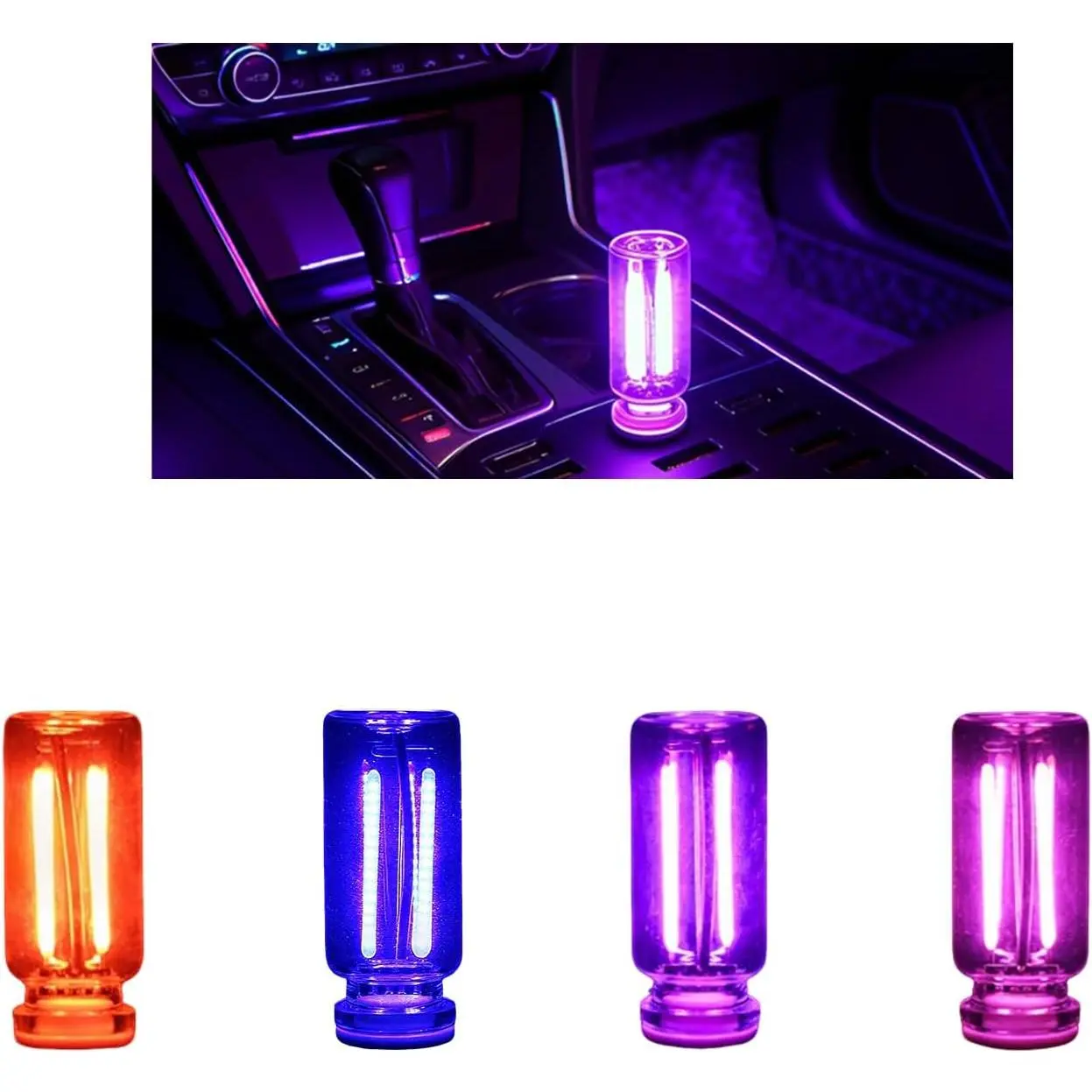 4pcs Compact USB-Powered LED Nightlights, Touch-Dimmable Adjustable Ambient Decor (Red, Blue, Purple), Portable Automotive Decorative Accessories for Bedroom, Camping
