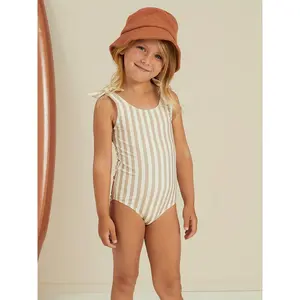 one-piece Cute and Comfortable Girls' Striped Sleeveless Swimsuit for Summer Fun at the Beach or Outdoor Pool - For Girls Ages 4-12 - Made from Soft, Chlorine-Resistant Fabric - Perfect Gift for Summer Vacation