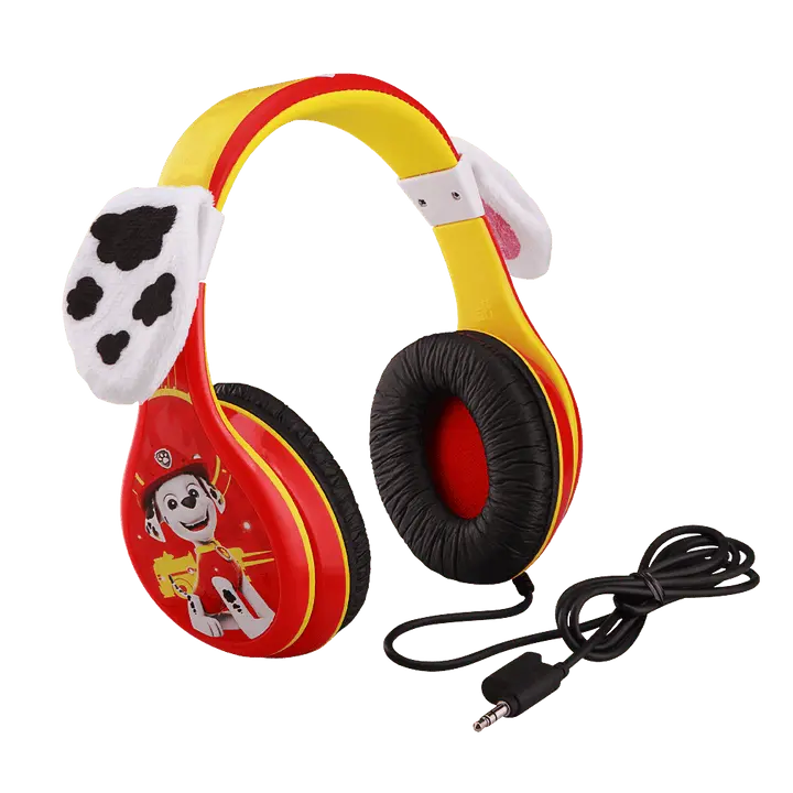 Paw Patrol Marshall Over Ear Wired Headphones - Durable Adjustable Hearing Protection Audio Headphones for Kids, 3.5mm Audio Jack, Splitter Compatible, Multi-Device Support for Airplane Rides
