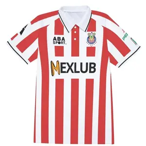 Chivas 2024 Football Jersey Home & Away Liga MX Men’s Shirt Red & White Stripes Classic Polo Collar Modern Performance Fit Retro-Inspired Design