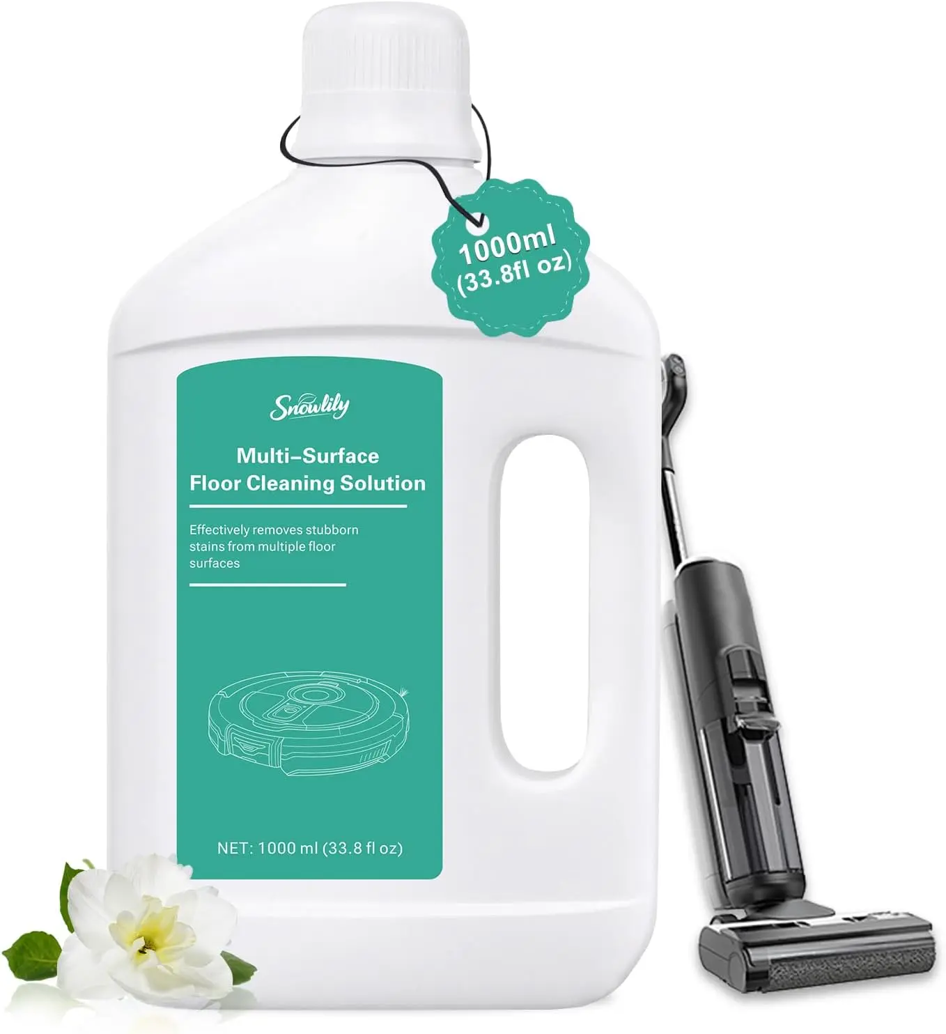 Snowlily Universal Robot Vacuum and Mop Floor Cleaner, 33.8oz Multi-Surface Cleaning Solution, Pet-Safe Streak-Free Home Essential, Compatible with Roborock S8 Q Revo, Dreame X40 L40, Tineco Summervibes
