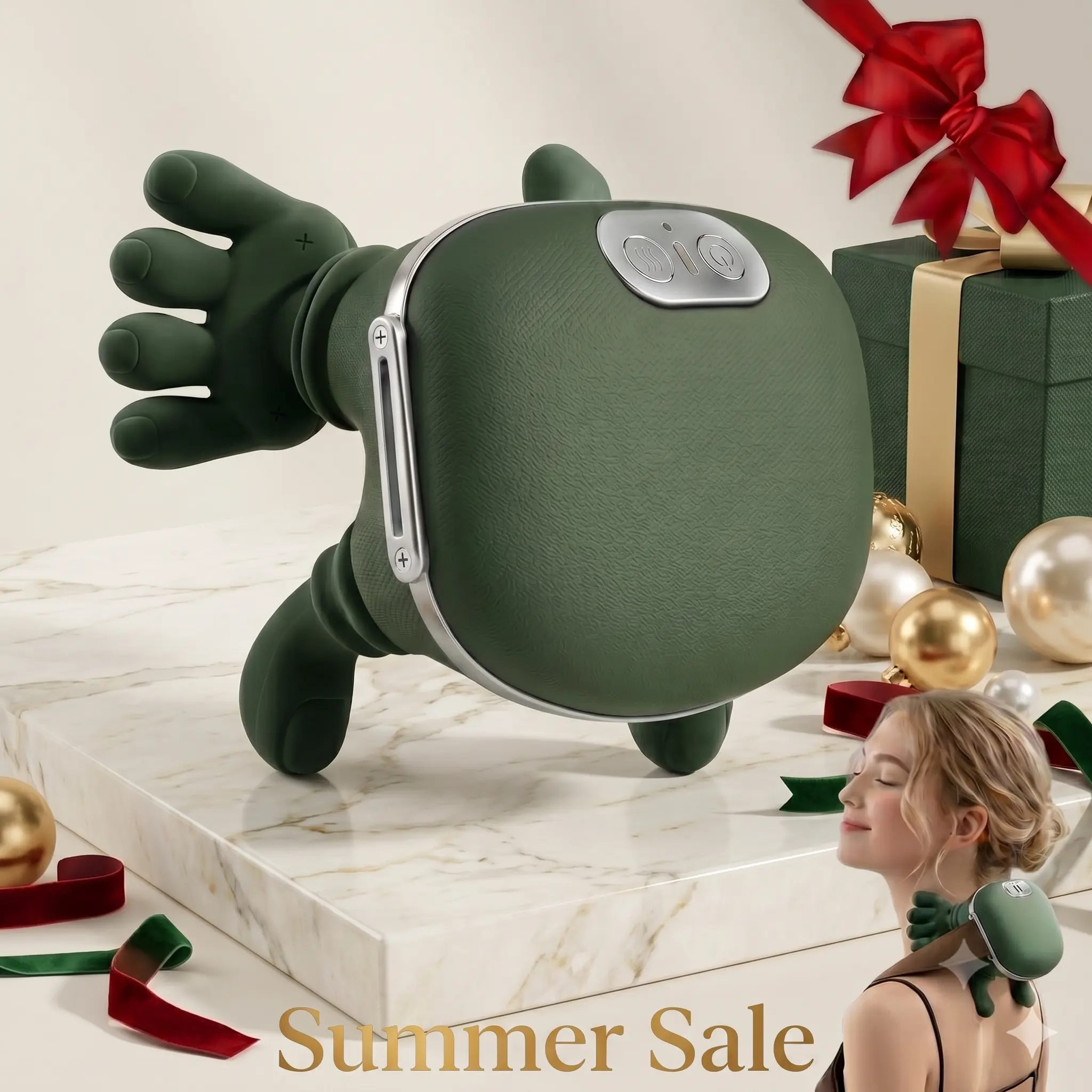 Shoulder Massager Electric Cervical Massager Bionic Hand Heating Wireless Portable 3D Kneading Massage for Neck Shoulders & Hands Unisex Lightweight & Adjustable Speed Settings,Halloween Gifts