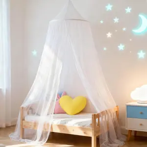 White Bed Net for Girls,for Kids Bed Room Decor (White)