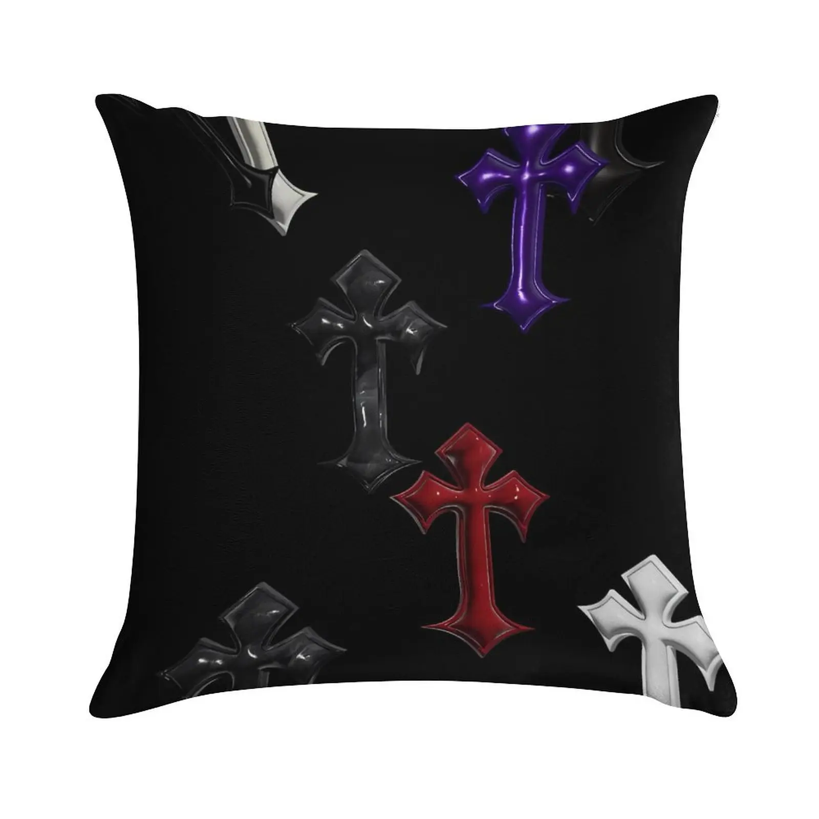 Gothic Cross Short Plush Throw Pillow Cover Single Side Print