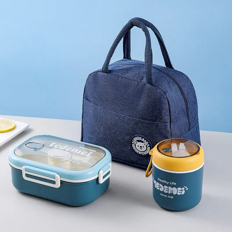 1100ML Blue [Lunch Box+Cup+Bag] New Styl
