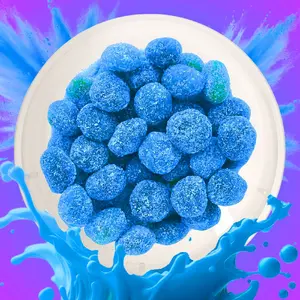 Sour Blue Raspberry Gushiez 6oz Jar - Sour Candy -  sour snack | Chamoy Calavera sour snack blue razz rasberry gushers sour belt sweet tiktok viral Fruity Flavor
