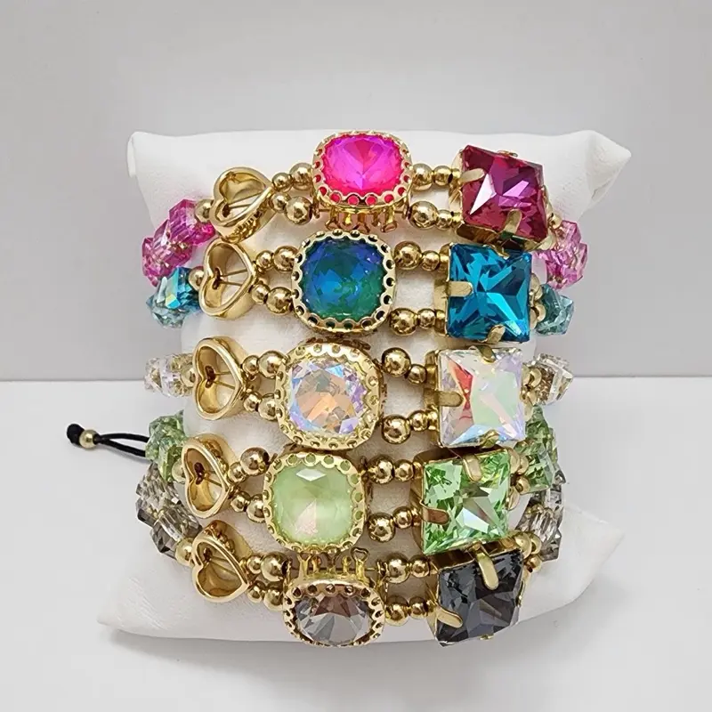 14K Gold Laminated Crystal  Bracelet - Elegant Classic Design with Luxurious 14K Gold Laminated finish and Crystals for Versatile Wear ( adjustable bracelet )