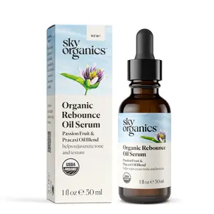 Sky Organics Face Serum, Organic Rebounce Oil Serum, Helps Rejuvenate Skin Tone & Texture, Moisture Balancing Skin Care with Passion Fruit Oil, Pracaxi Oil & Vitamin E, Hydrating Lightweight Facial Facial Serum