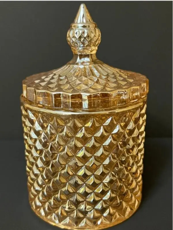 Amber Geometric Candle Jars - 10 oz, Empty Jars Perfect For DIY