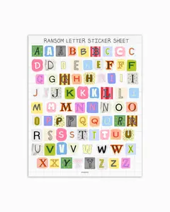 Ransom Letter Sticker Sheet 7" x 8" Matte Sticker Sheet