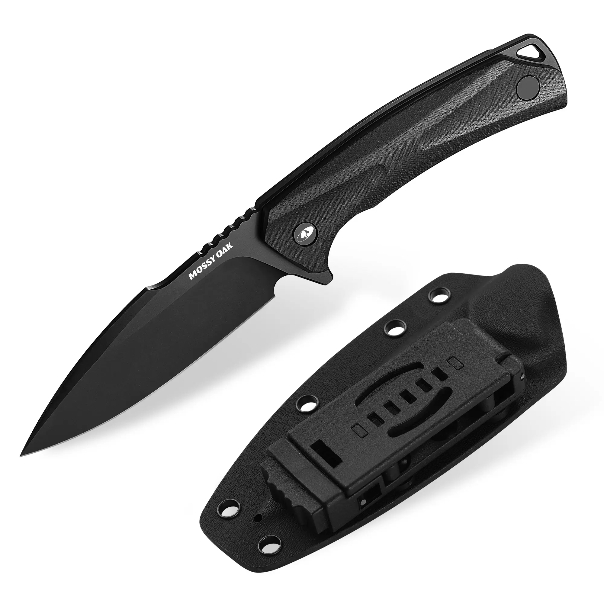#toolupgrade Mossy Oak 8 Inch Fixed Blade Knife with Kydex Sheath, D2 Steel Full Tang Outdoor Camping Knife, G10 Handle for Bushcraft,, Camping, Hiking (Black)