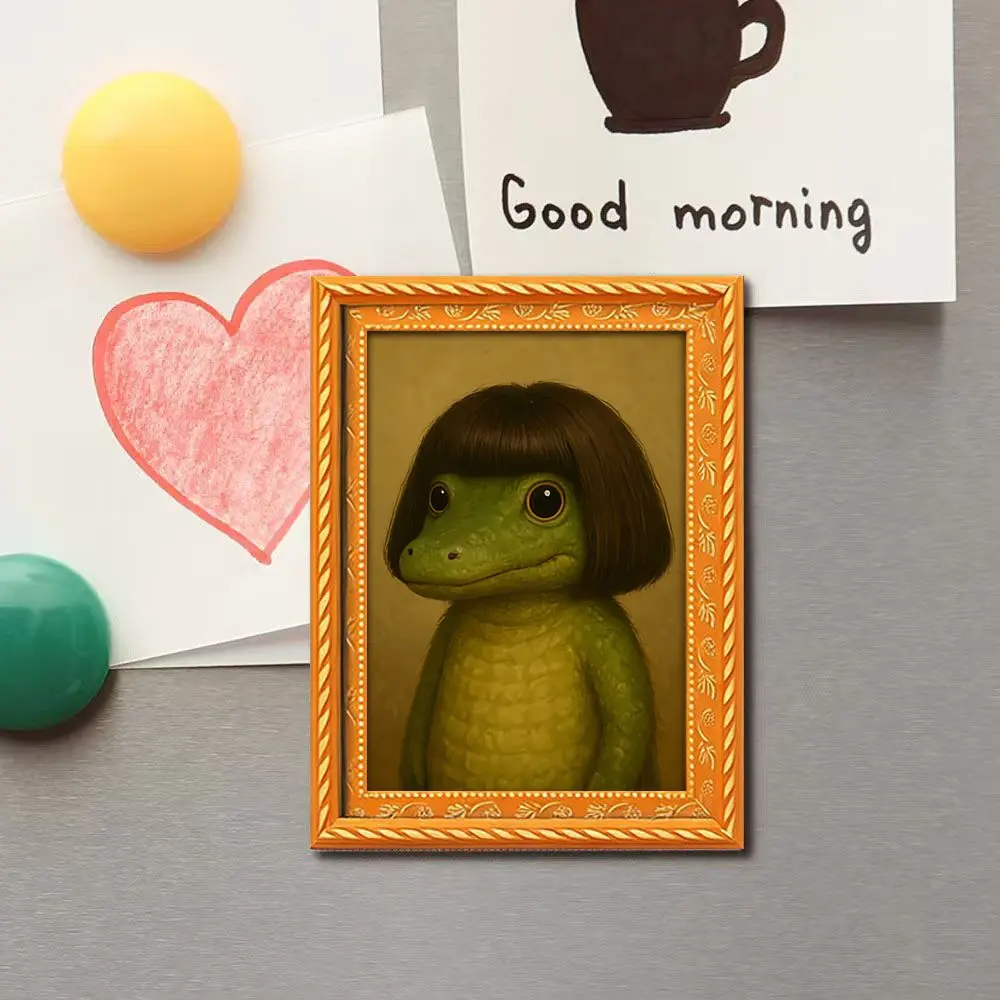 Cute Bubble Head Crocodile Refrigerator Magnet, Fun Animal Portrait Magnetic Tile, Creative Home Decor, Kitchen Decoration, Gift for Crocodile Lovers, Fridge Magnet