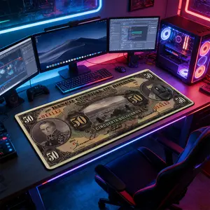 Premium Vintage Bolivian Currency Large Extended Mouse Pad, Non-Slip Rubber Base with Stitched Border, High-End Banknote Art Design, Durable Accessory for PC Gaming Setup, Ideal Gift for Gamer Boys & Money Aesthetic Fans