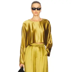 Nonchalant Label Emmy Clean Hem Crop Top in Ochre