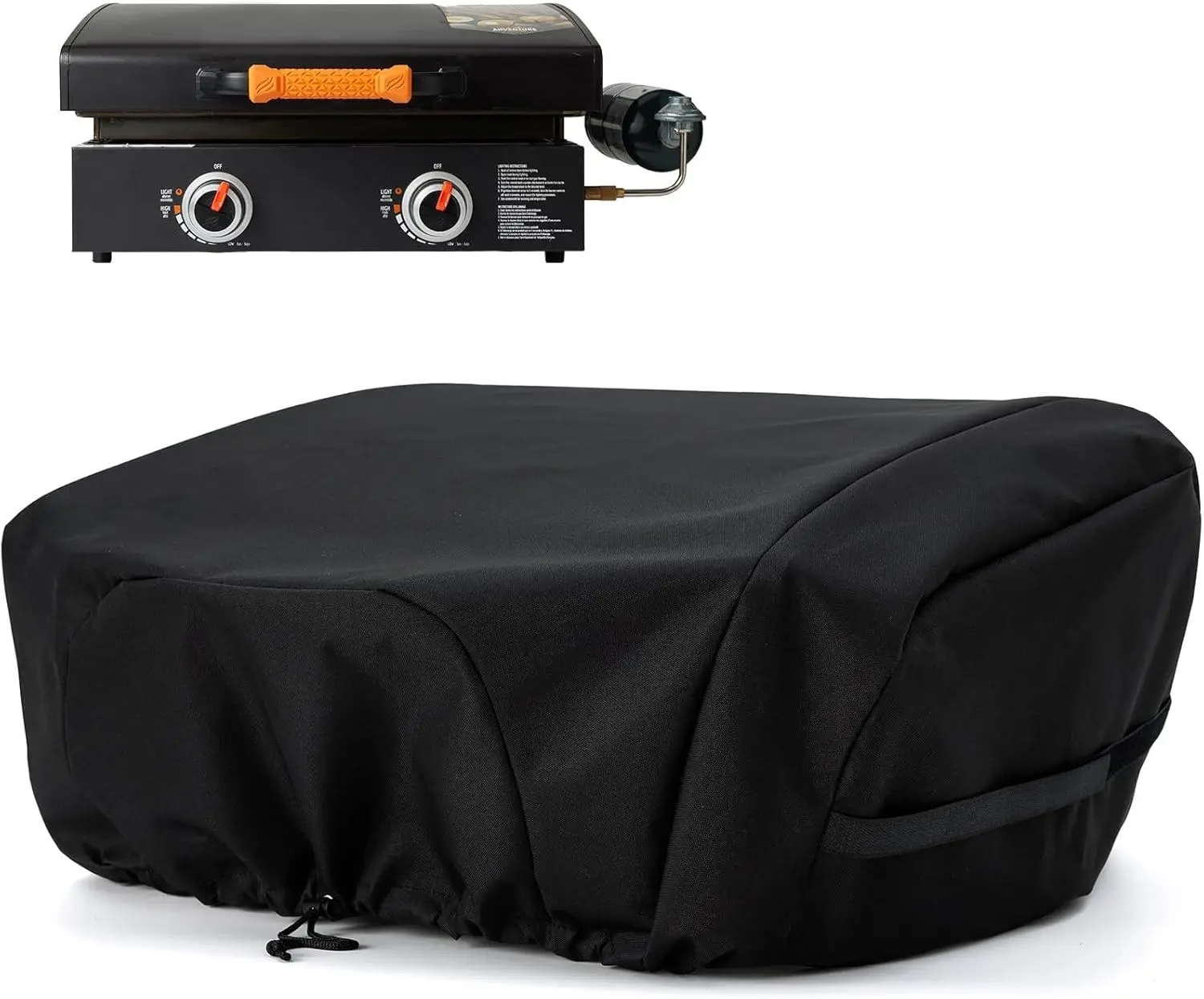 Griddle Cover for Blackstone 22" Tabletop Grill with Hood, Cover Only | Complete Propane Protection, Waterproof, UV-Resistant, Windproof Velcro & Drawing, Anti-fade Grill Cover, Outdoor BBQ Guard