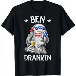 Ben Drankin 4th of July Benjamin Franklin Men Women USA Flag T-Shirt