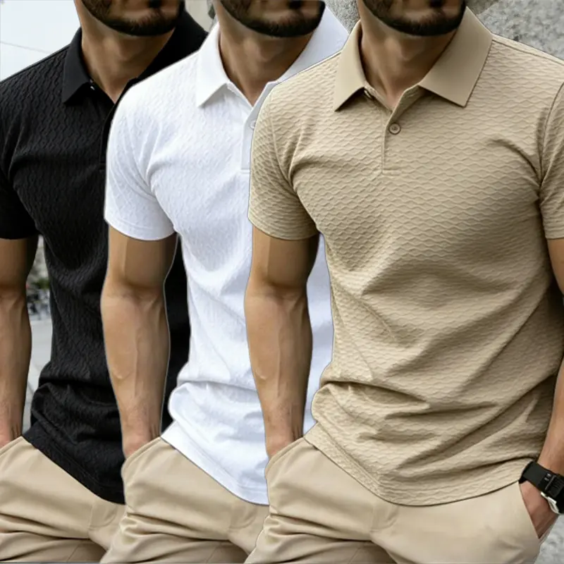 Men’s Solid Color Polo Shirt, Lightweight, Comfortable, Breathable, Short-Sleeve, Turn-Down Collar — New for Summer, Pack of 3, Outdoor Golf/Tennis Sportswear neck polo shirt v muscle, Golf Apparel, Athletic Sports Clothing, Athletic Top