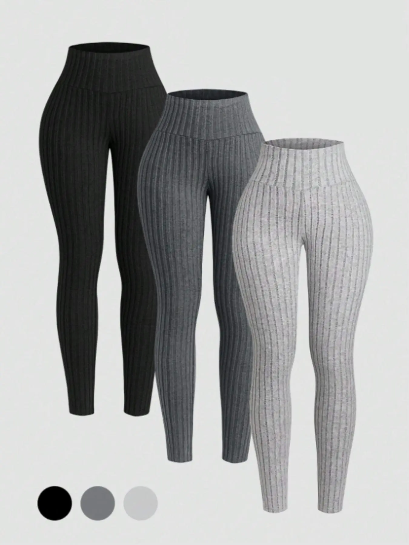 Women's Solid Ribbed Skinny Fitted Pants, Casual Comfy Breathable Warm Knit Leggings for Daily Wear, Ladies Bottoms for Summer, Basic