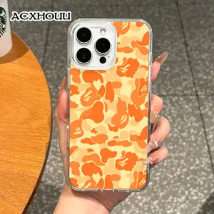 Girly Magnetic Case for iPhone11/12/13/14/15/16/17/promax, Orange Camo Pattern MagSafe Ready, Slim Fit, Drop-Proof | Perfect for Soft Girl Aesthetic